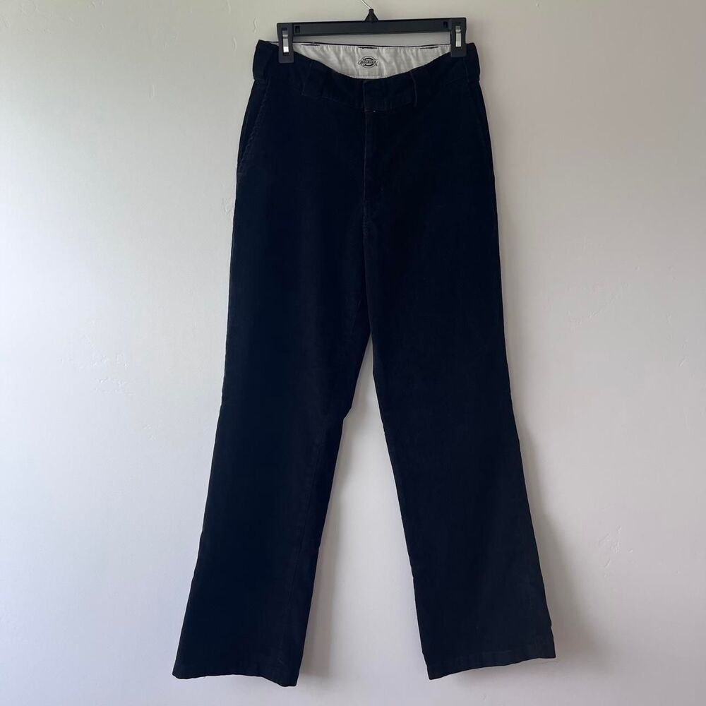 Dickies Black Corduroy Straight Leg Pants Hook Eye Waist Workwear